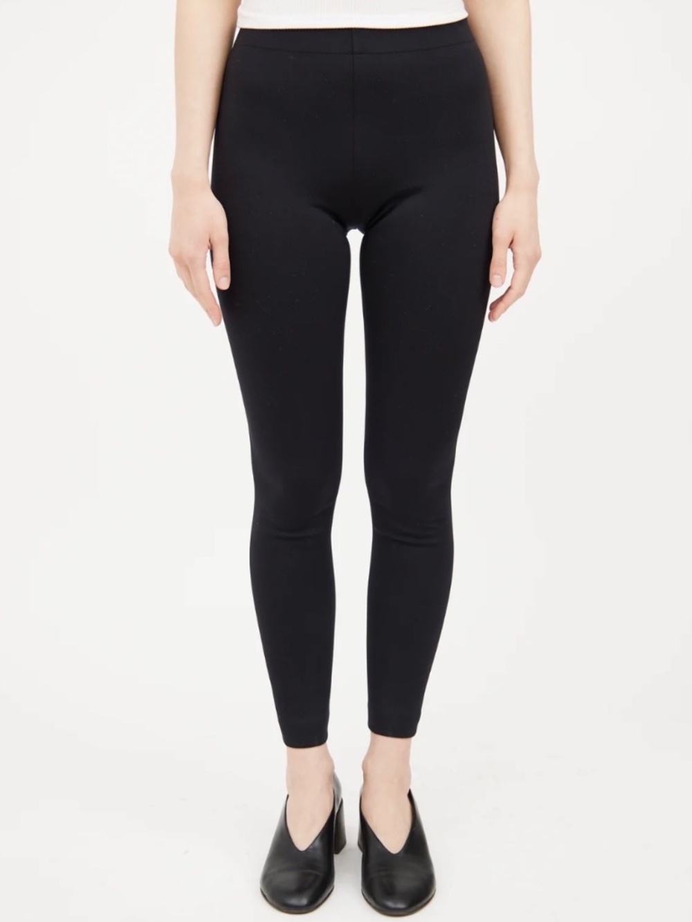 The Row Black Stretch Ponte Zip Ankle Leggings Pants XS Made in USA